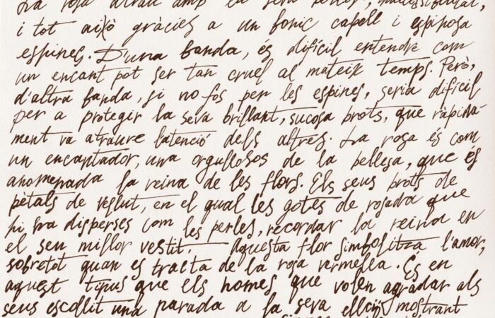 Abstract retro unreadable brown ink-written text.Old manuscript letter with vintage handwriting calligraphy texture.Grungy textured paper background.Scrapbook inscription design template.Lettering.